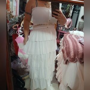 Free People White Ruffle Dress